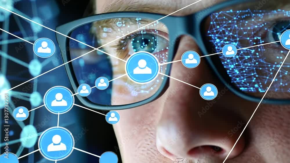 Poster it professional analyzing big data in a cutting-edge tech environment.