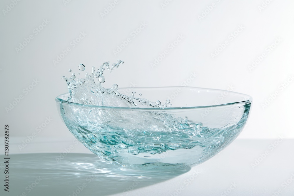 Aufkleber water splashing in a clear glass bowl, creating a dynamic and refreshing image.