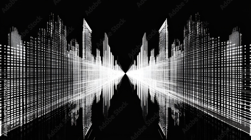 Aufkleber technology background with a futuristic city concept. the image shows a graphic of a lined building 