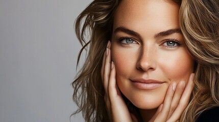 Fototapeta premium Portrait of a Woman with Beautiful Skin and Hair