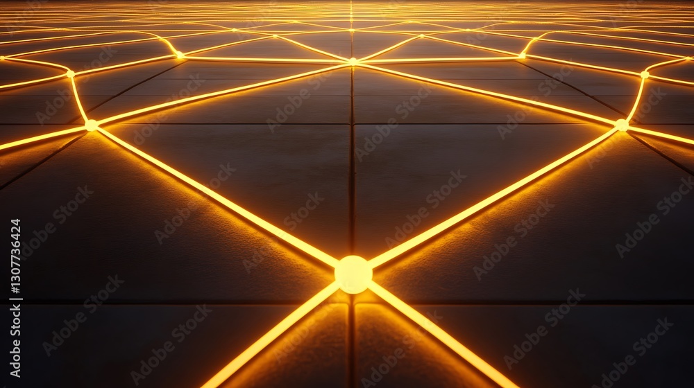 Poster abstract network grid: illuminating data pathways across a dark surface
