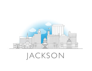 Fototapeta premium Jackson, Mississippi, skyline cityscape vector illustration