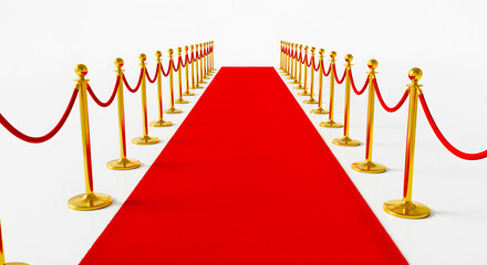 Red carpet on white and black backgrounds representing luxury and exclusivity