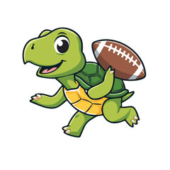 team logo of a snapping turtle running on two legs carrying a football, green and yellow, cartoonish