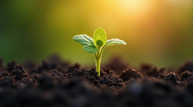 Growth of Life from the Soil, New Beginnings in Nature, Seedling Sprout and Development, Planting for the Future, Nature's Cycle of Growth