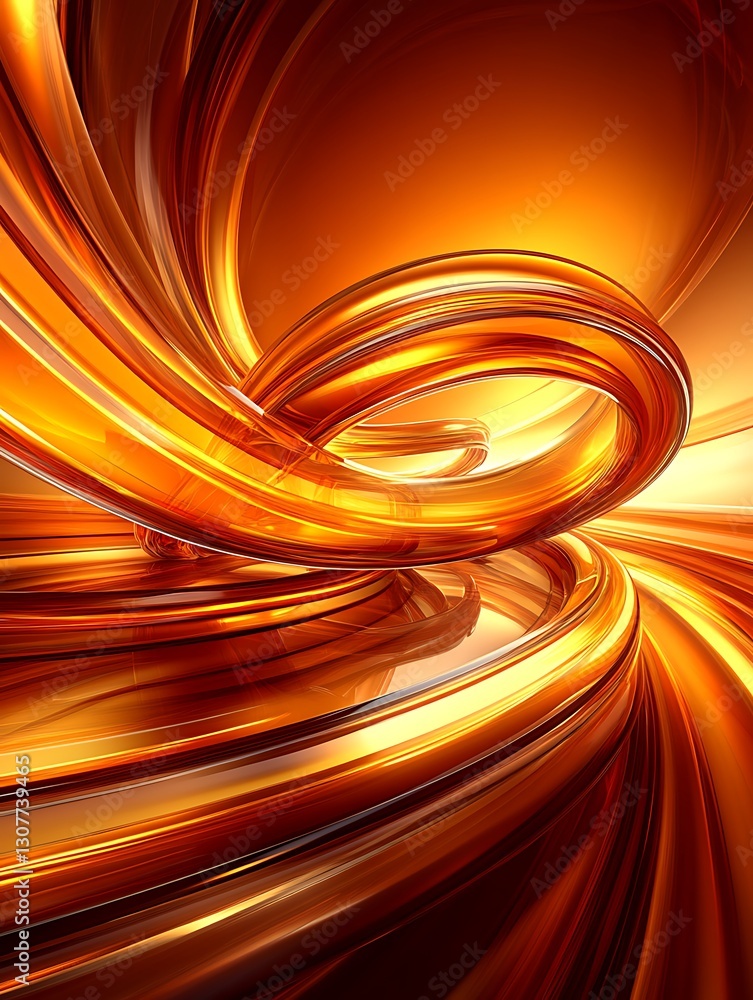 Poster radiant golden swirls: dynamic abstract design with elegant reflections
