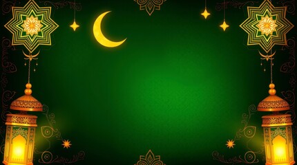 Elegant Islamic Lantern Background Ramadan Green Design