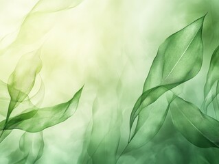 Transparent Green Leaves with Soft Light