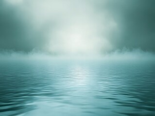 Calm misty ocean with soft rippling water