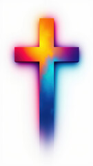 Fototapeta premium A modern, pixelated cross graphic with vibrant colors.