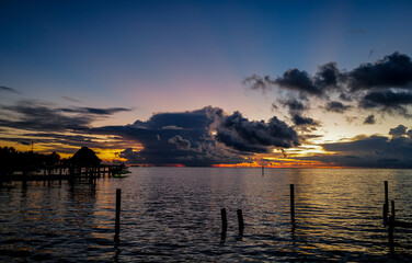 A typically magnificently tropical Sunrise i the Florida Keys on Islamorada with amazing clouds