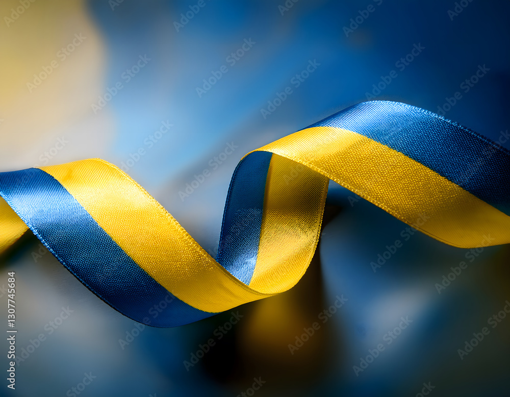 Poster a flowing blue and yellow ribbon creates a dynamic composition with a sense of movement and depth