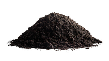 Soil, dirt pile kept on white or transparent background, side view