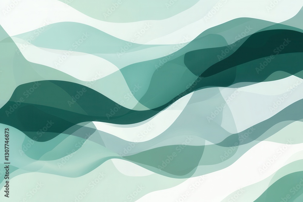 Aufkleber abstract background of calmness with smooth flowing shapes in pastel green and blue tones representi