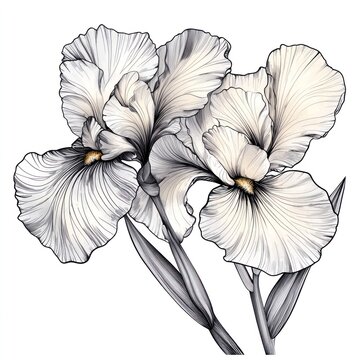 white iris flowers drawing clip art preview