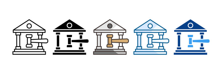 Courthouse Icon Set Multiple Style Collection