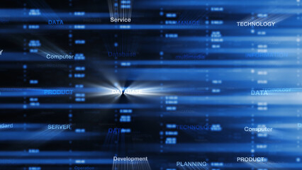 Abstract business data word cloud illustration. Concept digital technology.	