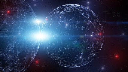 Obraz premium 3d digital technology sphere artificial intelligence network cyberspace illustration background. 