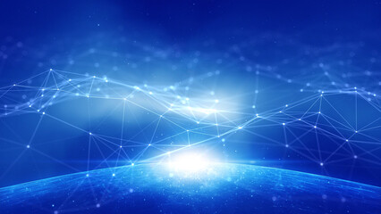 Artificial intelligence digital cyberspace sphere network lines illustration. 	