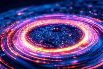 Glowing Cityscape Digital Vortex