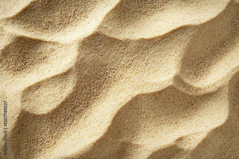 Poster close-up view of textured sand dunes, showcasing the fine grains and subtle light patterns.
