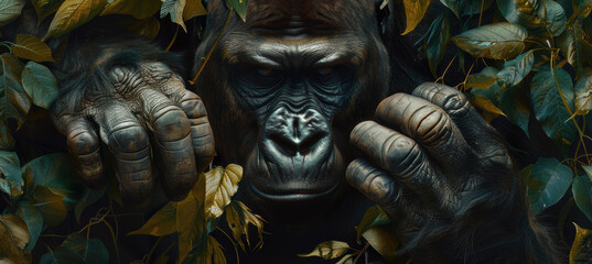 Fototapeta premium Gorilla's Muscular Grip for Strength Training Inspiration and Wildlife Conceptual Art