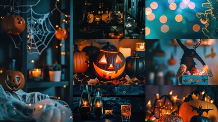 Halloween Moodboard with Spooky Decor and Creative Costume Ideas for Seasonal Inspiration