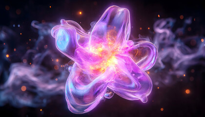 Glowing Nebula Energy Burst Cosmic art, dark background, ideal for screensavers or science fiction visuals
