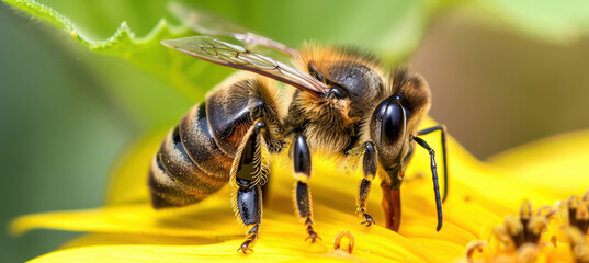 Honeybee on Sunflower: Nature's Precision and Teamwork for Environmental Design