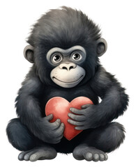 Fototapeta premium PNG Gorilla hugging heart gorilla animal wildlife.