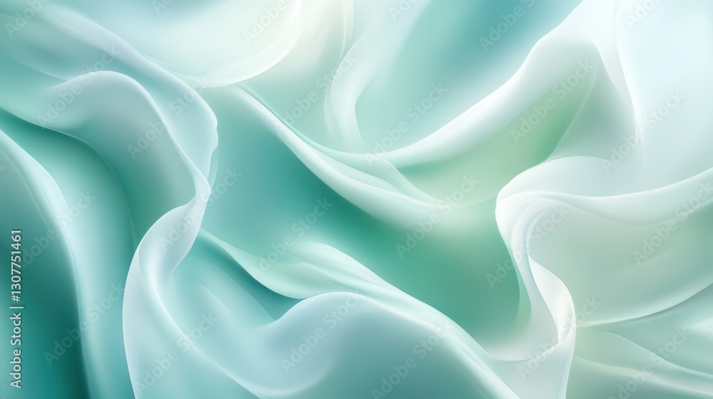 Poster Abstract background of calmness in smooth pastel green and blue tones creating a serene and tranquil atmosphere Generative AI