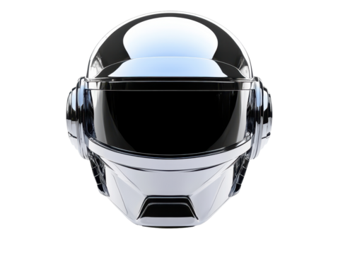 Isolated Chrome Robot Helmet