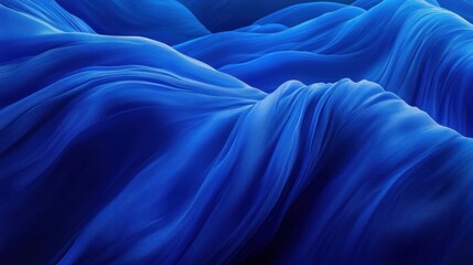 Obraz premium Abstract blue fabric folds, dynamic texture, digital art, background, design, pattern