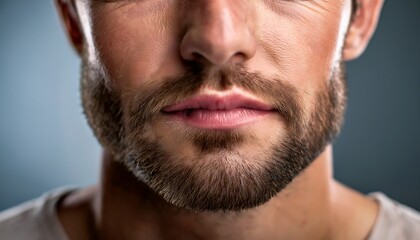 Fototapeta premium Rostro de hombre de piel blanca maduro con barba y expresión seria