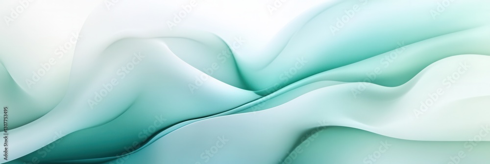 Poster abstract background of calmness with smooth flowing shapes in pastel green and blue tones promoting 
