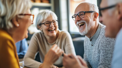Group of senior friends laughing and enjoying time together