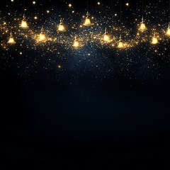 Naklejka premium Beautiful hanging bells shimmer with golden light across the night
