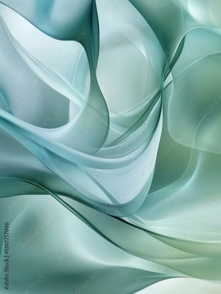Aufkleber abstract background showcasing smooth flowing shapes in pastel green and blue tones creating a calmi