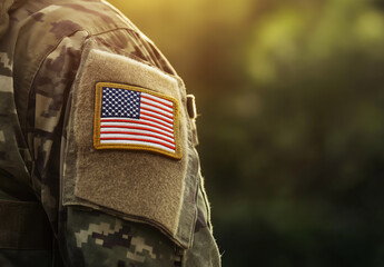 U.S. military uniform with an American flag patch on the arm