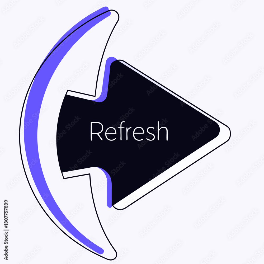 Poster refresh arrow icon symbolizing renewal, digital interaction concept
