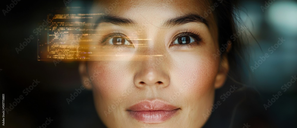 Poster in an office, a programmer codes software and a businesswoman works on a computer