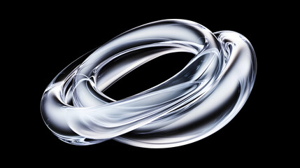 Fototapeta premium Intertwined Glass Rings on Black Abstract 3D Render for Design