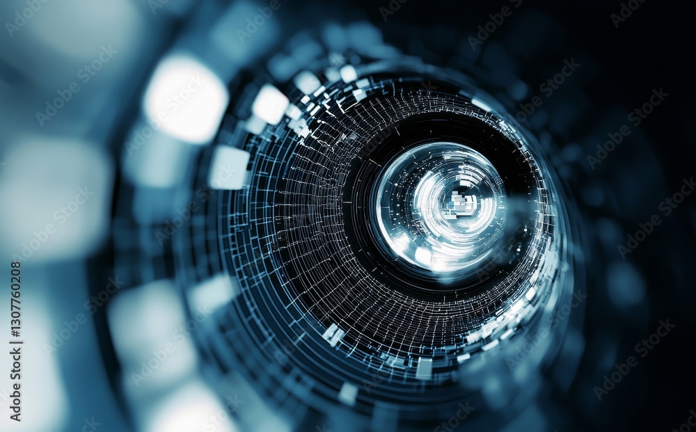 Poster a futuristic circle representing sci-fi technology and innovative concepts set against a backdrop