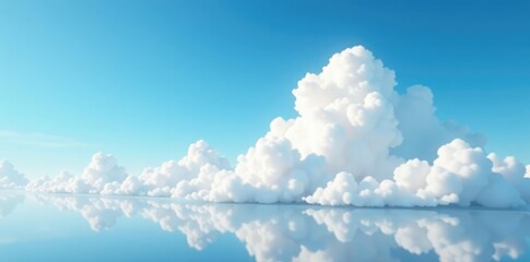 Fluffy white cloud formations in the distance, sky, distance