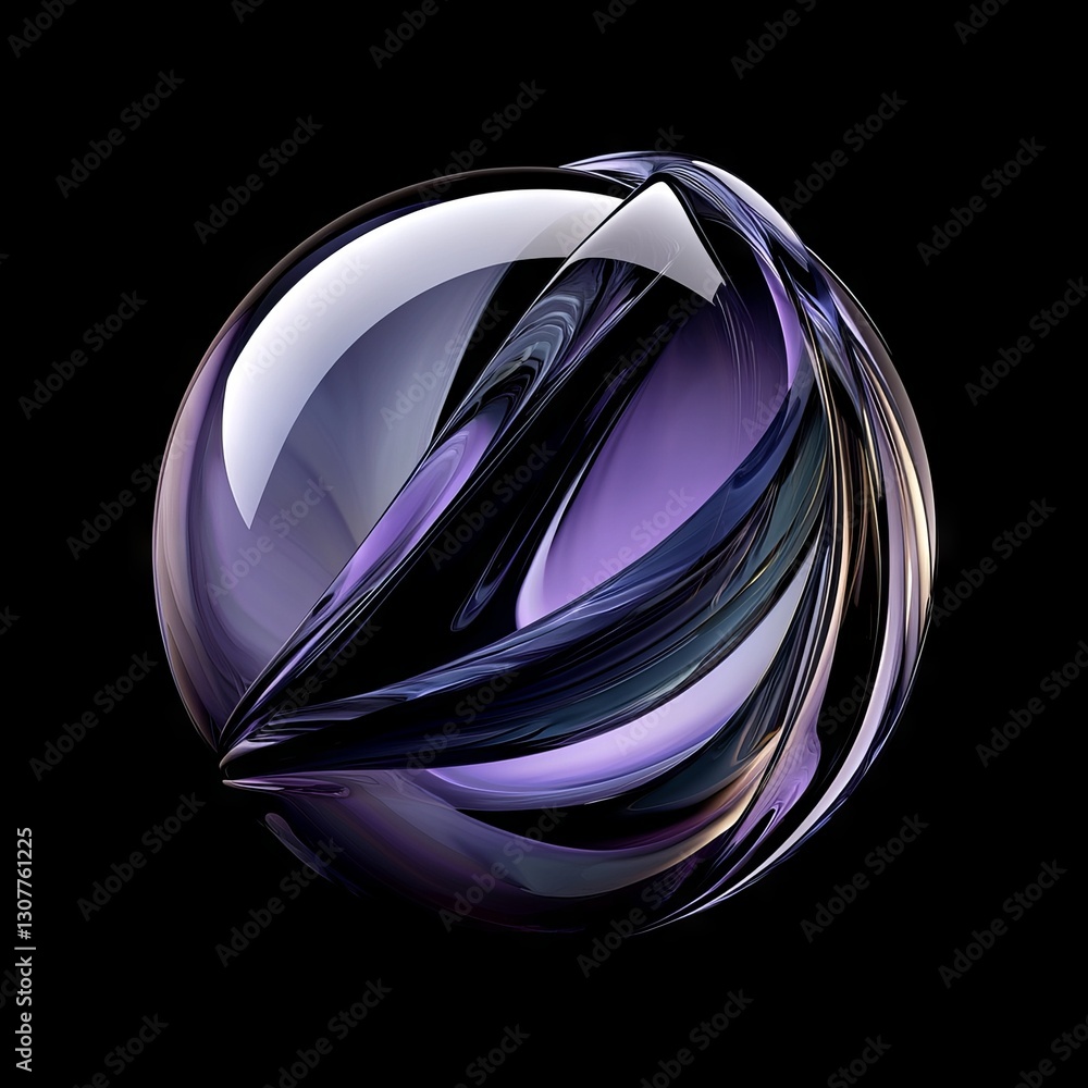Aufkleber a spherical abstract particle, set against a scientific backdrop, featuring a virtual flow of substa