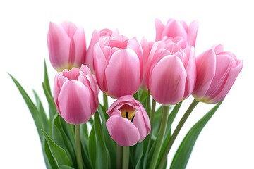 Fototapeta premium A bouquet of delicate pink tulips, symbols of spring and new beginnings.