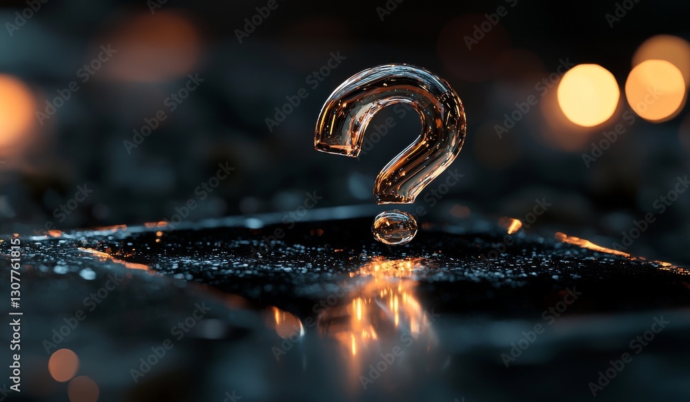 Poster digital concept featuring image description, question mark, search, support, faq, quiz and help symb
