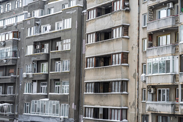 Detail photo of apartment buildings in Bucharest