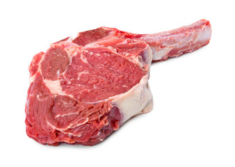 One raw beef steak isolated on white