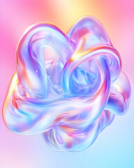 Iridescent Knot Abstract digital art, pastel background, perfect for phone wallpaper or design